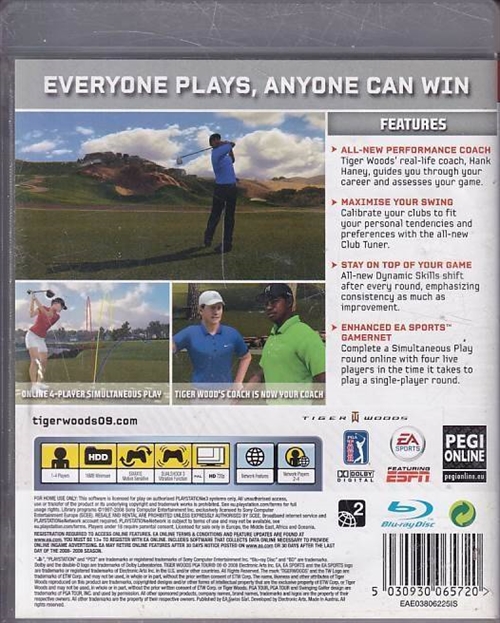 Tiger Woods PGA Tour 09 - PS3 (B Grade) (Genbrug)